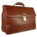 Chiarugi Men's Genuine Leather Double Gusset Briefcase Brown
