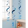 Blue 1st Birthday Hanging Swirl Decorations (5 count)