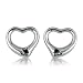 Open Heart Black Diamond Stud Earrings in Sterling Silver .925