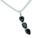 Elements Sterling Silver Ladies P2618B Black CZ Triple Teardrop Pendant. 46cm Trace Chain