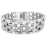 Stainless Steel Wide Men's Link Bracelet