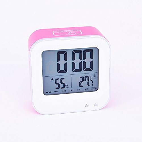 THUNBIRD Smart Alarm Clock LCD Display Light-activated Sensor Bedside Snooze Alarm Clocks, Rechargeable,Built-in lithium battery (Pink)