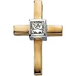 14K Yellow Gold Diamond Cross Pendant - 18.50x12.50mm
