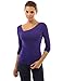 Patty Women's Cotton Asymmetrical Neck Long Sleeve Stretch Solid Blouse
