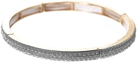 Clear Rhinestone Stretch Bracelet Goldtone