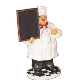 Fat Italian Chef Waiter With Menu Board Bistro French kitchen decor