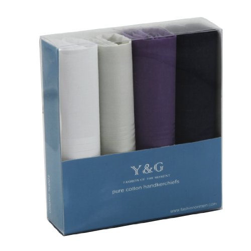 YEB02 Classic Gentlemen 4 Cotton Handkerchiefs Set Wedding Gift Ideas By Y&G