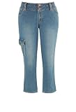 Avenue Plus Size Slim Leg Cargo Denim Capri