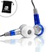 Custom Fit e-Reader Noise Isolation Ear Buds - GoGroove BassBuds Blue MX Edition - Everlasting Nylon Cord - Perfect for Kindle or Sony Digital Reader! *Includes Accessory Bag