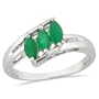 925 Sterling Silver 0.79cts Emerald and White Topaz Ring
