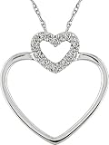 10K White Gold .03 ctw Diamond Double Heart Pendant 41HfvFLwhQL. SL160 10K White Gold .03 ctw Diamond Double Heart Pendant