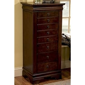 Louis Philippe Jewelry Armoire, 43Hx20W, CHERRY by Home Decorators Collection