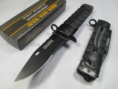 Tac-force Assisted Opening Sawback Bowie Rescue Black Glass Breaker Knife- Gray New! Tac-force Assisted Opening Sawback Bowie Rescue Black Glass Breaker Knife- Gray New!