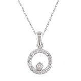 14k White Gold 1/8ct Diamond Circle Pendant (HI/I1)