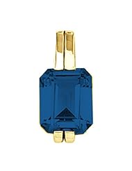 18K Yellow Gold Emerald Cut Chatham Created Sapphire Pendant -- LIFETIME WARRANTY
