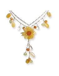 Genuine .925 Sterling Silver Carnelian and Quartz and Prehnite Necklace. 100% Satisfaction Guaranteed.