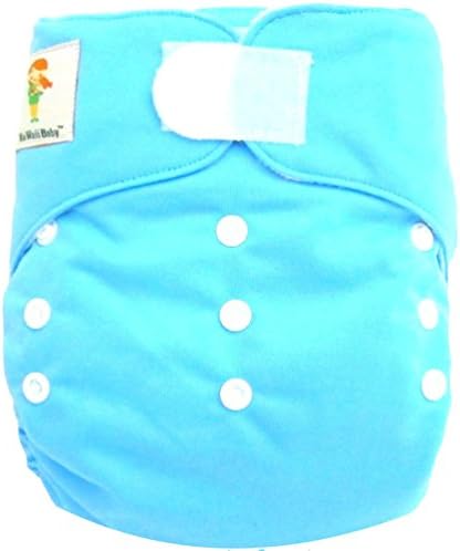 Kawaii Baby Heavy Duty One Size Velcro Cloth Diaper W/2 Inserts " Lagoon Blue "