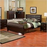 Queen Platform Bed in Cappuccino with Faux Leather Headboard