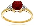 10k Yellow Gold, January Birthstone, Garnet and Diamond Ring