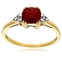 10k Yellow Gold, January Birthstone, Garnet and Diamond Ring
