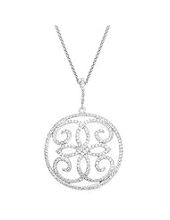14k White Gold Diamond Pendant with Chain 16" (0.95cttw, F Color, Vs Clarity)