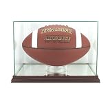 Football Display Case - Rectangular with Glass Top and Wood Base