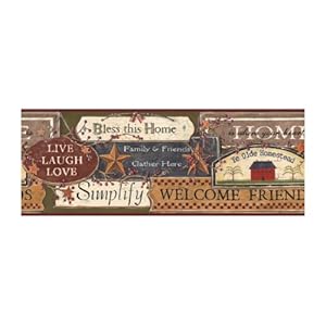 York Wallcoverings Best Of Country PC3976BD Country Sign Border, Green/Burgundy