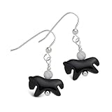 Black Onyx Horse Natural Stone Earrings