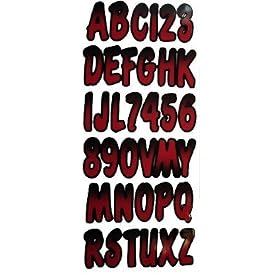 HARDLINE PRODUCTS SRP INC RUBKG200 LETTER/NUMBER KIT BURGUNDY W/BL ACK SHADING 3