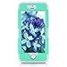 iPhone 5S Case, KAMII 3 Layers Verge Hybrid Soft Silicone Hard Plastic Triple Quakeproof Drop Resistance Protective Case Cover for iPhone 5/5S (Aqua Grey)