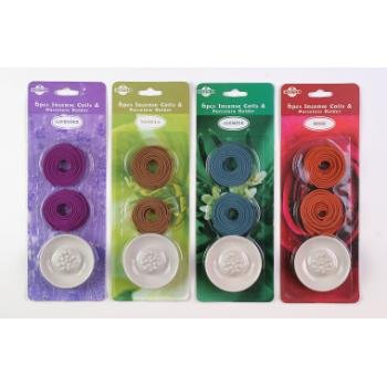 Incense Coils & Holder 6 Floral Flavors (Case of 144)