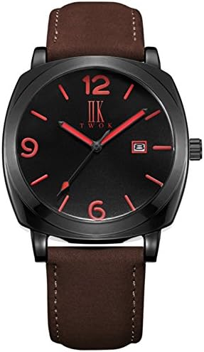 TWOK Men's/Women's (Unisex-Adult) IIK6001G Luminous Waterproof Army Style Leather Wrist Watch