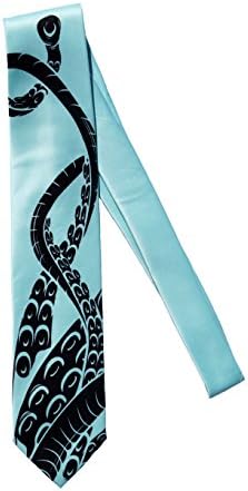 Cyberoptix Sucker Cepholopod Tie Microfiber Vegan Octopus Squid Nautical Steampunk (Standard Width, Black Ink on Ice Microfiber)