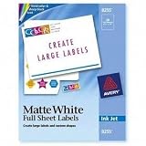 Avery 8255 Matte white ink jet labels, 8-1/2 x 11, 20 per pack