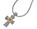 Citrine and Diamond 4.43 Carat (ctw) Cross Pendant in Sterling Silver with 14K Gold Accents
