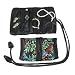 Silky Brocade Jewelry Travel Organizer Roll Pouch - Onyx Black
