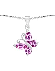 Original Star K (tm) Butterfly Pendant Made with Created Pink Sapphire in .925 Sterling Silver