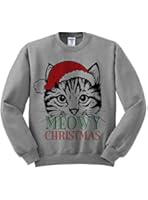OURS Women's Cute Cat Printed Meowy Christmas Sweatshirt