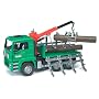 MAN timber truck with loading crane and 3 trunks