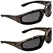 grinderPUNCH Camo Motorcycle Riding Glasses - 2 Pair Smoke Biker Foam Pad