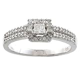 White Gold 2/3ct Pave Princess Cut Diamond Engagement Ring (G-H, I1-I2)