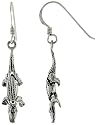 Sterling Silver Movable Alligator Earrings 15/16" (24mm)