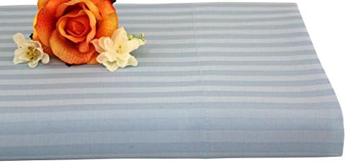 Devonshire Collection of Nottingham 340 Thread Count Cotton Rich Stripe Sateen Sheet Set, Queen, Aquamarine