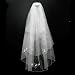 Womens Mid Length Beaded Bridal Veil Headpiece Accessory