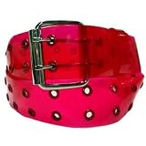 RED TRANSLUCENT DOUBLE GROMMET HOLES JELLY BELT - SMALL
