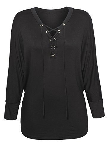 Women's Plus Size Lace Up Top