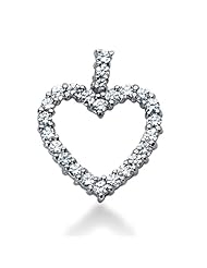 14K Gold Share Prong set Diamond Heart Pendant (1.26 cttw, F - G Color, SI2 Clarity)