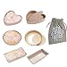 CANDeal Pie Mould Set, 6 pcs Mini Pie Tart Quiche Baking Pan and 1lb Ceramic Baking Beans Pie Weight, Round/Rectangular/Heart varied shape Loose Bottom Mould