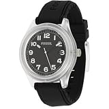 Fossil Men's JR1296 Silicone Analog Quartz Watch with Black Dial