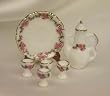 Dollhouse Miniature Pink Roses Decanter Set in Porc